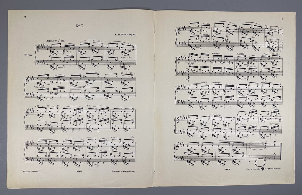 Arensky 12 Preludes Piano Op. 63 № 7 1896 Аренский 12 прелюдий фортепиано Ноты