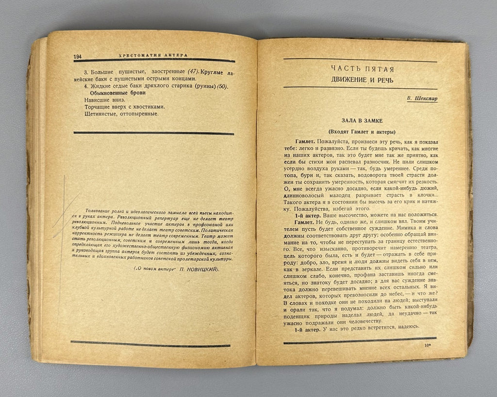 Pisarenko Actor's Reader Soviet cinematography 1930 Писаренко Хрестоматия актера