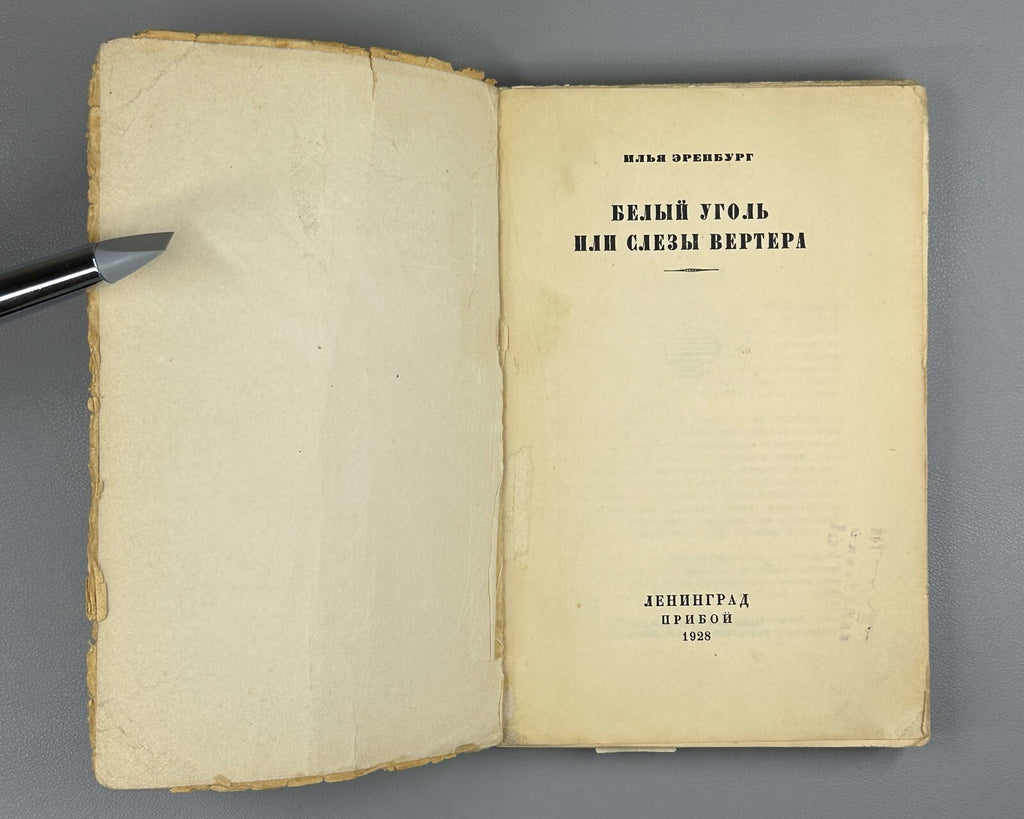 1st ed. Ehrenburg White Coal 1928 Эренбург Белый уголь, или Слезы Вертера Rare