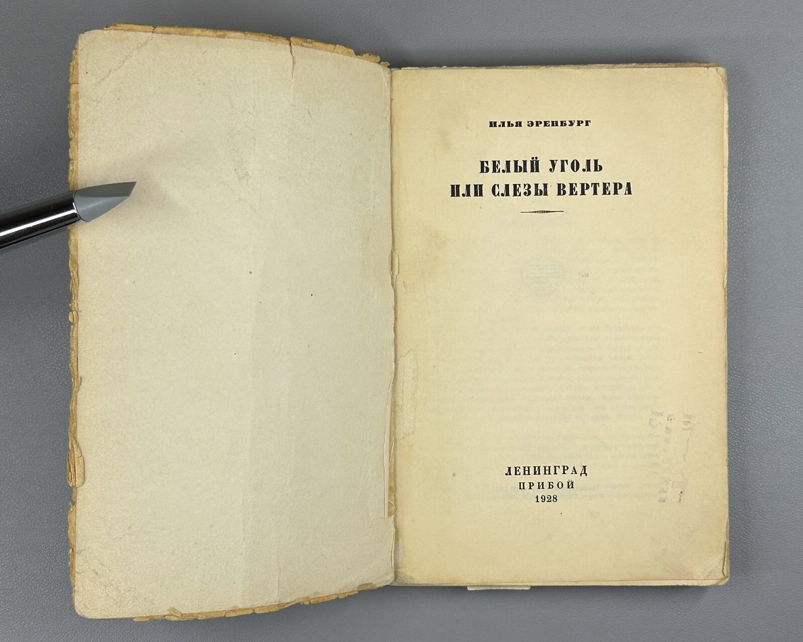 1st ed. Ehrenburg White Coal 1928 Эренбург Белый уголь, или Слезы Вертера Rare