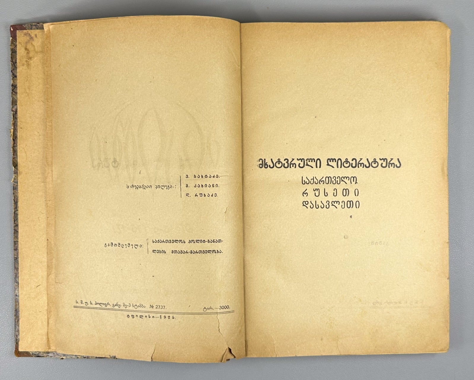 Mnatobi 1925 Monthly Artistic-Literary and Scientific Journal. No. 8-9 Georgian