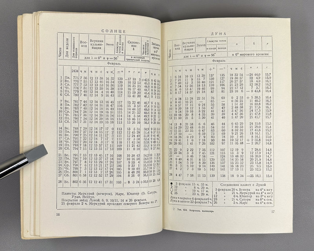 Astronomical Calendar 1954 USSR 1953 Астрономический календарь Переменная часть