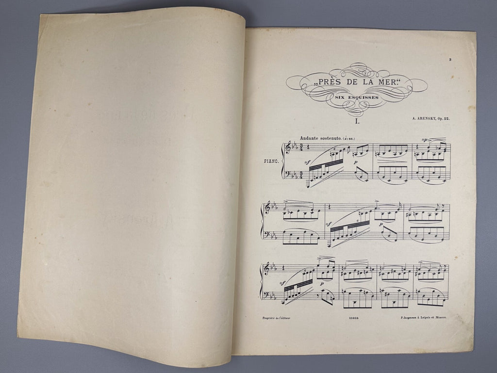 1st ed. Arensky By the Sea Andante Sostenuto 1901 Аренский У моря Соч. 52, № 1