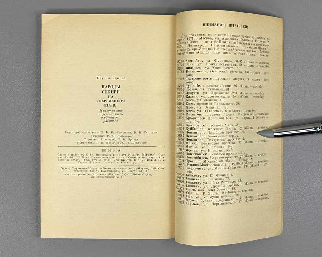 Peoples of Siberia at the Present Stage: National and Regional Features of Development (Narody Sibiri na sovremennom etape). 1989. In Russian.