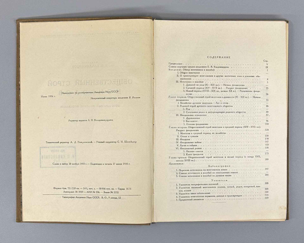 Vladimirtsov B.Ya., The Social System of the Mongols. Mongolian Nomadic Feudalism (Obshchestvennyy stroy mongolov) 1934. In Russian