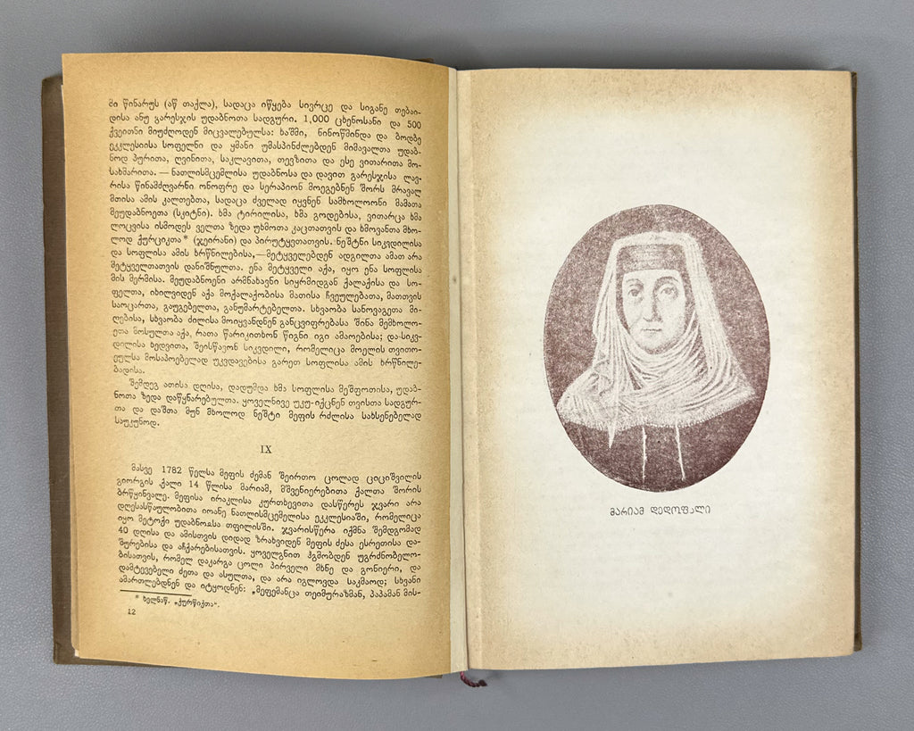 Ioseliani, Platon. The Life of King Giorgi XIII (Ts'khovreba Giorgi Mets'amet'isa). Introductory essays by A. Gatserelia; cover by L. Zaalishvili, 1936. In Georgian.