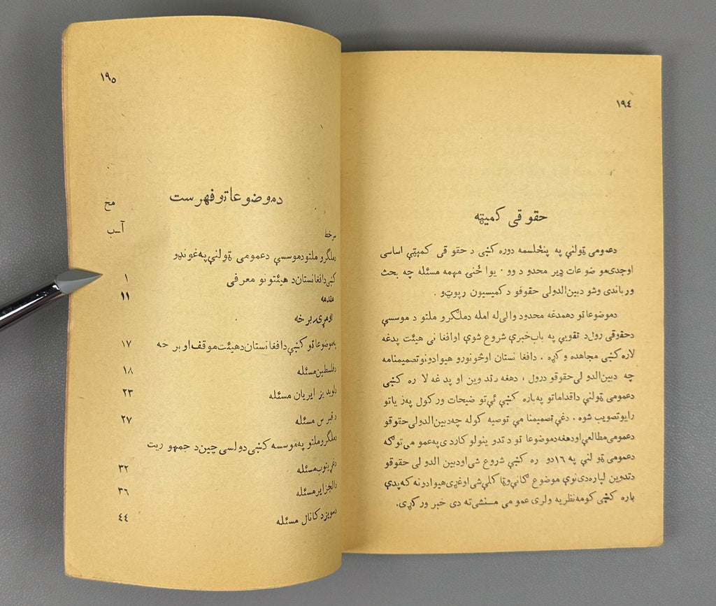 Hasrat, Amanullah. The Position of Afghanistan in the United Nations Organization (Da Afghanistan mawqif da Malgaro Mellatuno pa mo'asasa kshe). Kabul, 1961. In Pashto.