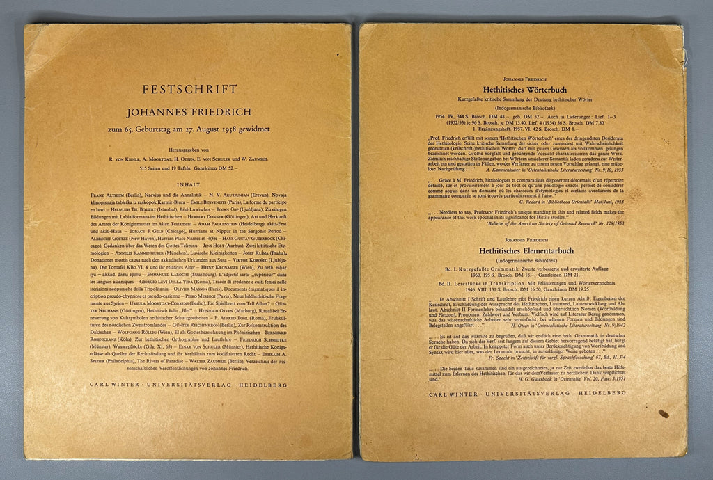 Friedrich, J. Hittite Cuneiform Reader (Hethitisches Keilschrift-Lesebuch). 2 vols. Carl Winter Universitätsverlag, 1960. In German.
