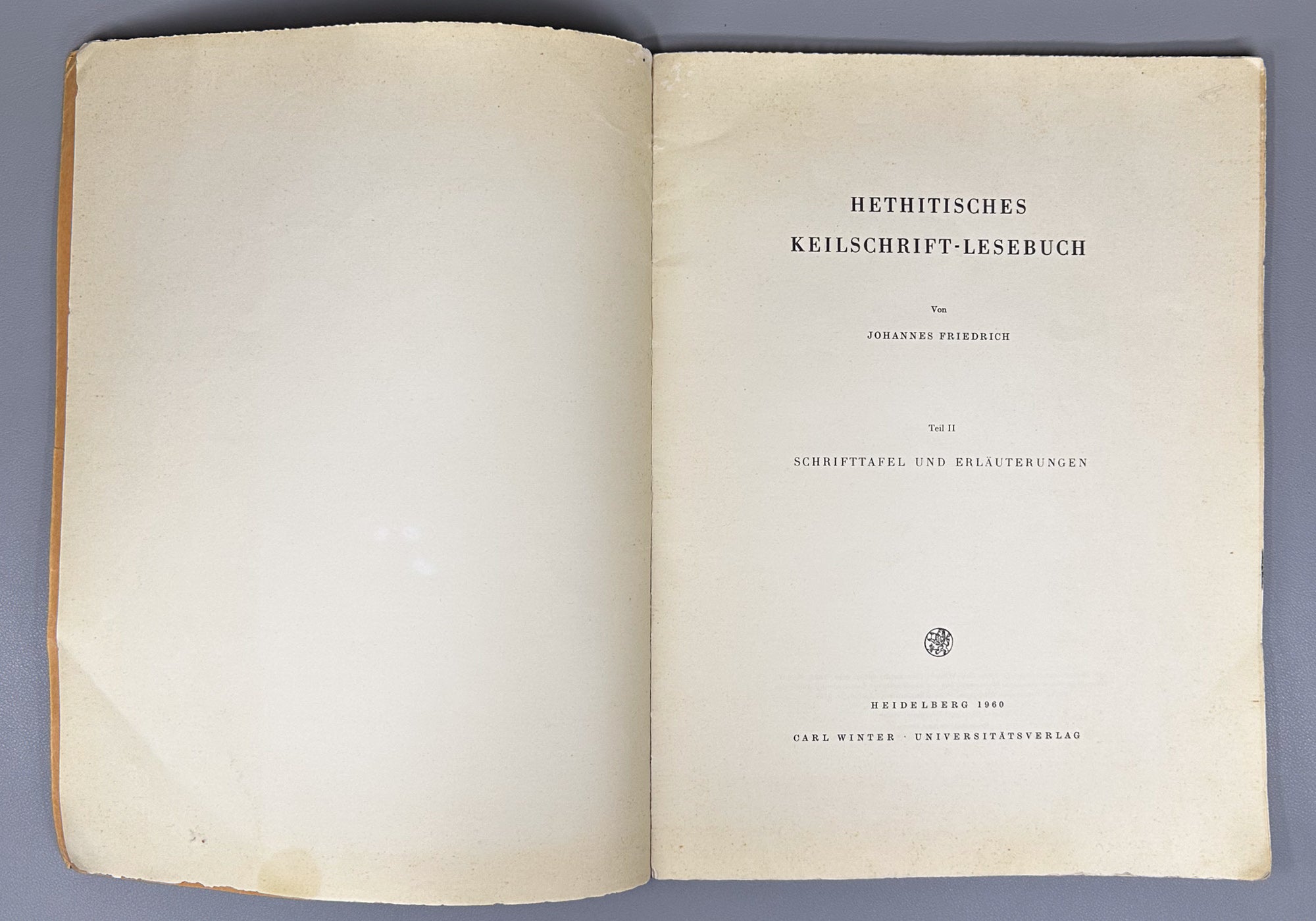 Friedrich, J. Hittite Cuneiform Reader (Hethitisches Keilschrift-Lesebuch). 2 vols. Carl Winter Universitätsverlag, 1960. In German.