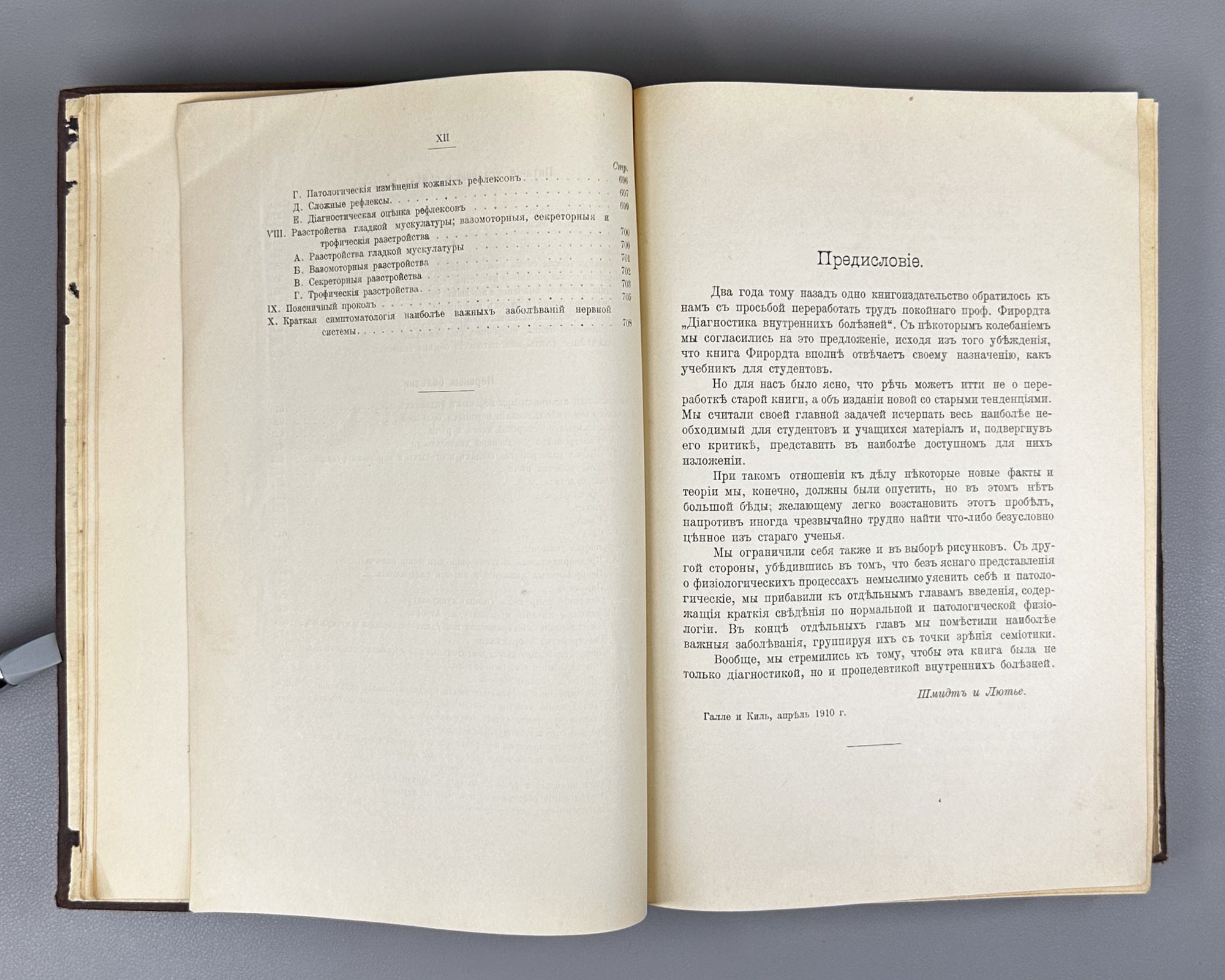 Schmidt, A. and Lutje. Clinical Diagnostics and Propaedeutics of Internal Diseases (Klinicheskaya diagnostika i propedevtika vnutrennikh bolezney). 1911. In Russian.