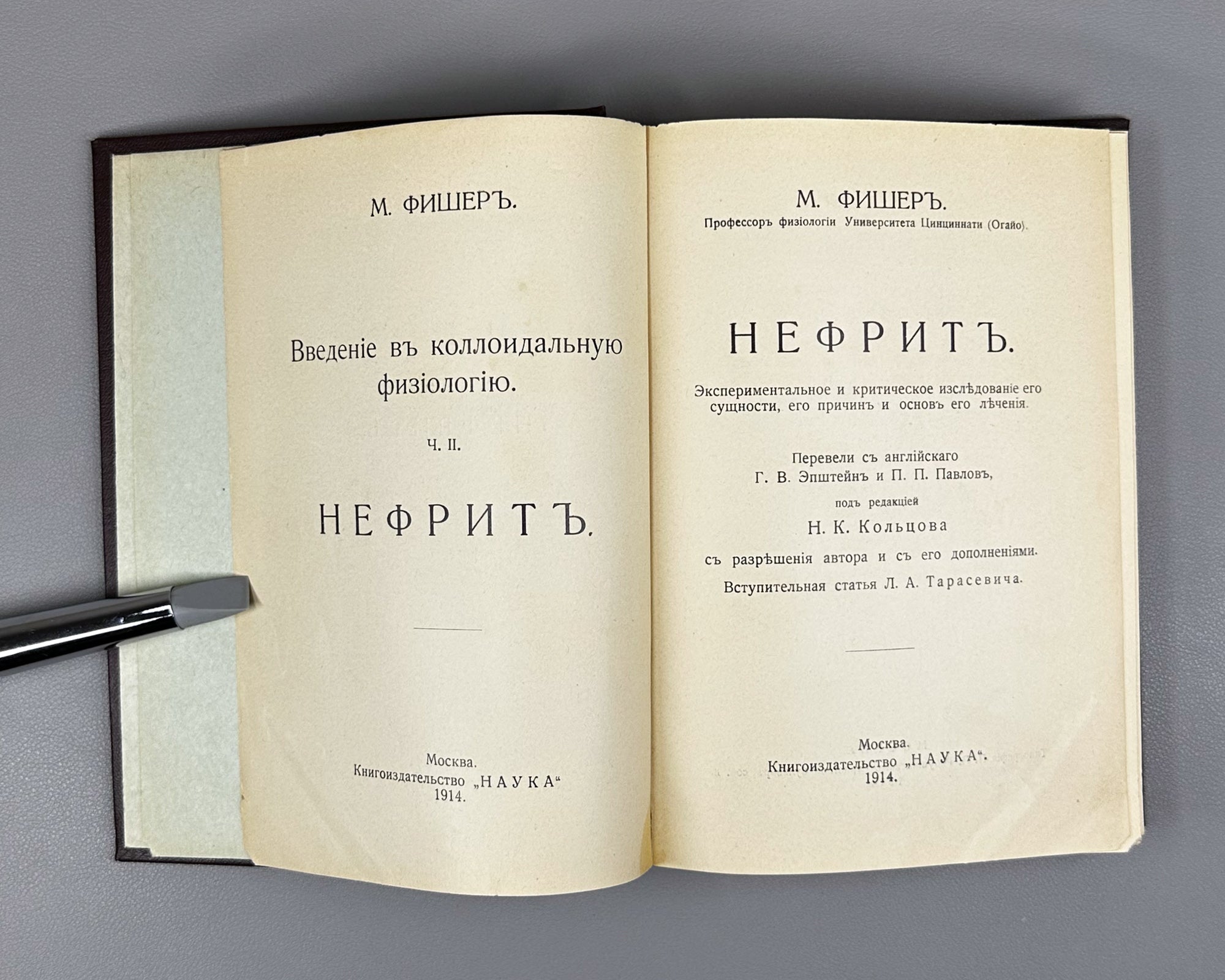 Fischer, M. Nephritis: An Experimental and Critical Investigation of its Nature, its Causes, and the Foundations of its Treatment (Nefrit. Eksperimentalnoe i kriticheskoe issledovanie ego sushchnosti, ego prichin i osnov ego lecheniya). 1914. In Russian.
