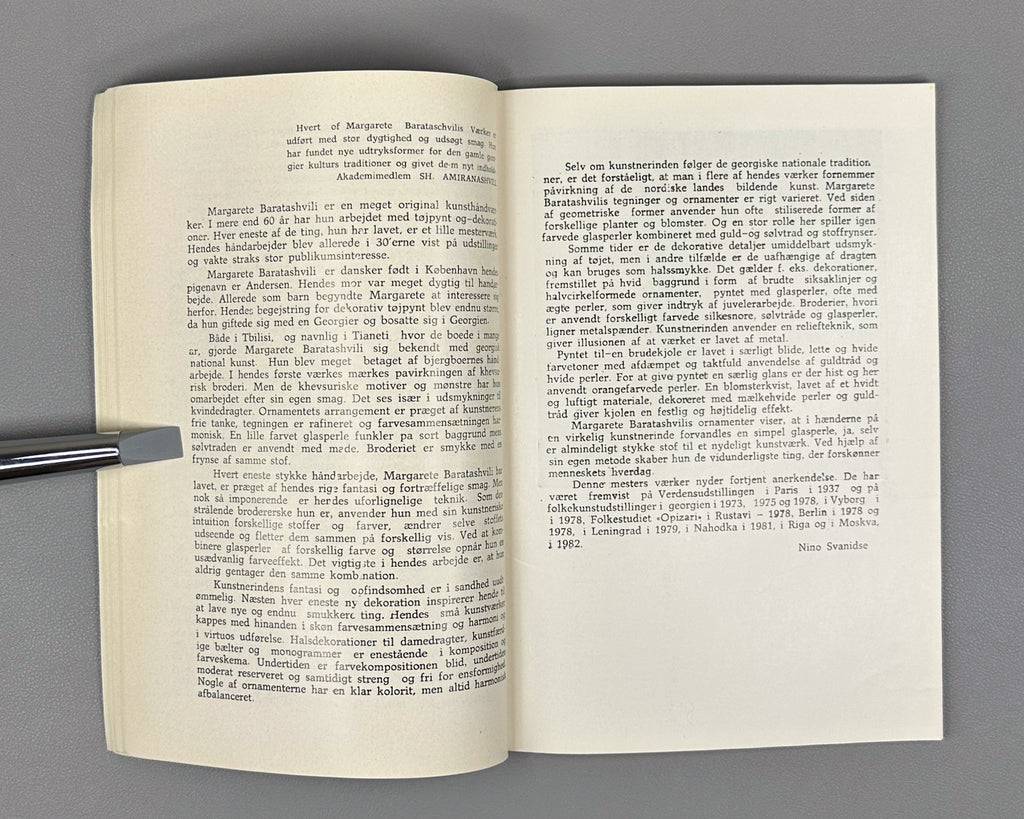 Baratashvili, M. Embroidery (Nakargoba) : album, with an appreciation by Academician Sh. Amiranashvili, 1985. In Georgian, Russian, English, German, French, and Danish.