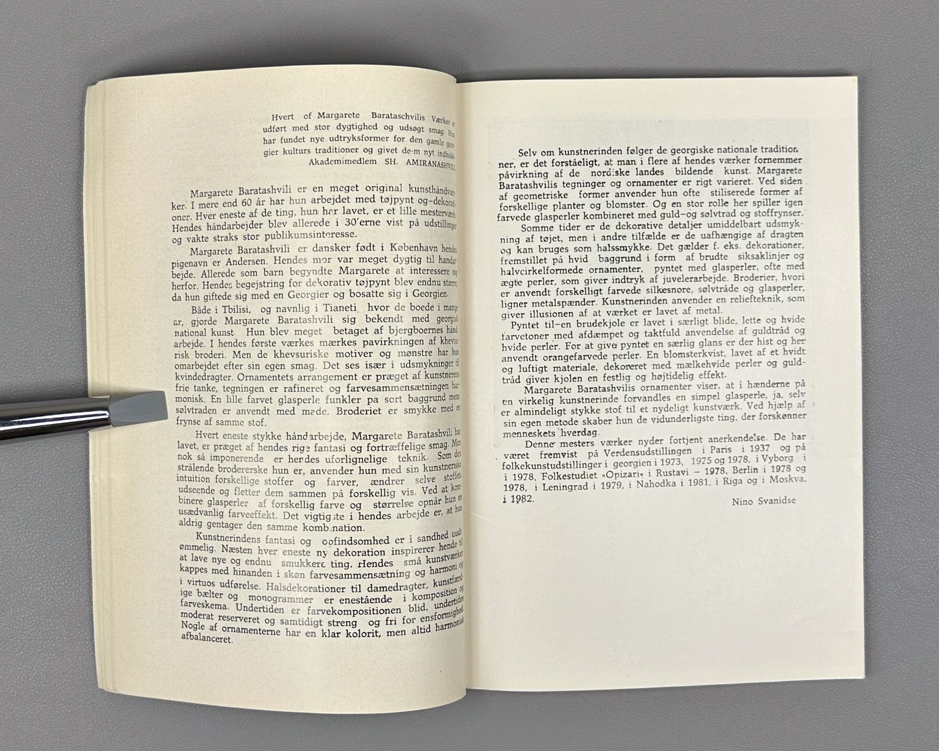 Baratashvili, M. Embroidery (Nakargoba) : album, with an appreciation by Academician Sh. Amiranashvili, 1985. In Georgian, Russian, English, German, French, and Danish.
