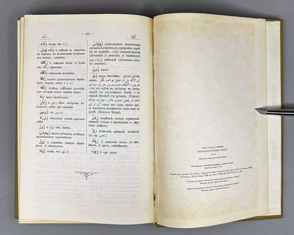 Gaffarov, M. A. Persian-Russian Dictionary (Persidsko-russkiy slovar'). In two volumes. Phototype reprint, 1974-1976. In Russian.