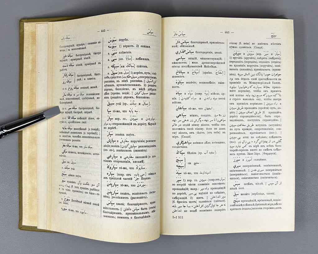 Gaffarov, M. A. Persian-Russian Dictionary (Persidsko-russkiy slovar'). In two volumes. Phototype reprint, 1974-1976. In Russian.