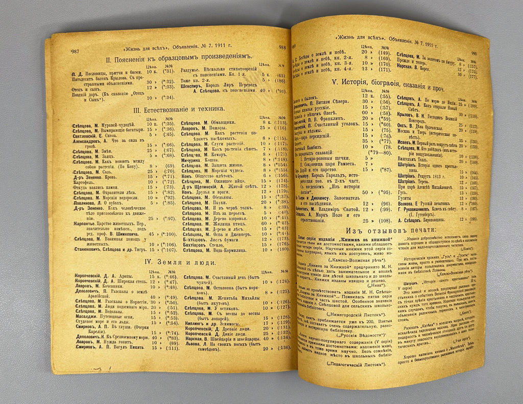 Life for All (Zhizn' dlya vsekh): Literary, Scientific, and Social Monthly Journal. Publisher V. A. Posse. Issues № 1–7 for 1911. In Russian.