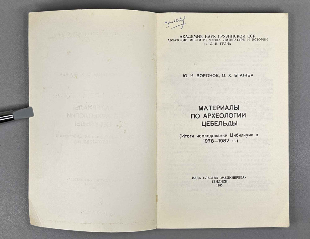 Yu. N. Voronov and O. Kh. Bgazhba. Materials on the Archaeology of Tsebelda (Results of the Tsibilium Investigations of 1978–1982) (Materialy po arkheologii Tsebeldy). 1985. In Russian.