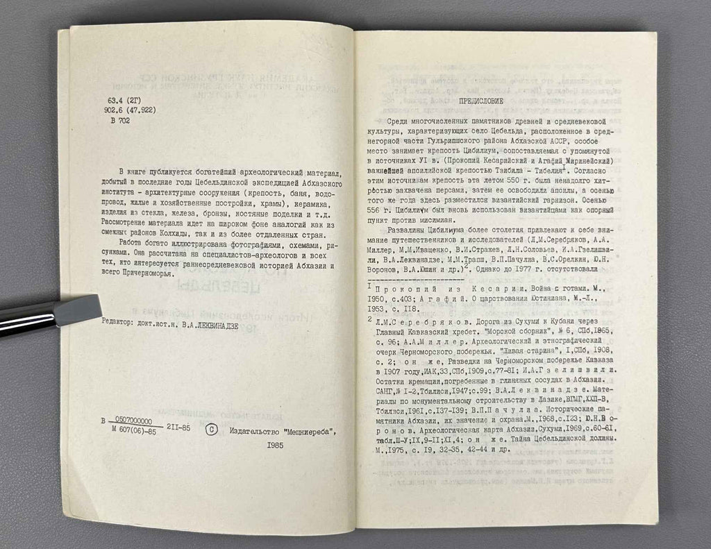 Yu. N. Voronov and O. Kh. Bgazhba. Materials on the Archaeology of Tsebelda (Results of the Tsibilium Investigations of 1978–1982) (Materialy po arkheologii Tsebeldy). 1985. In Russian.