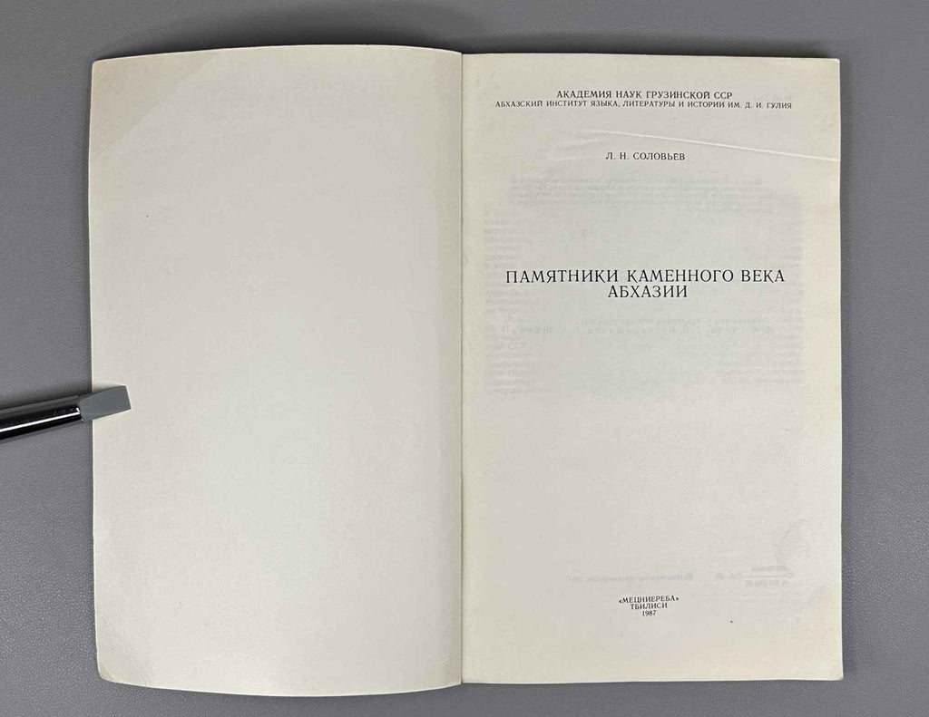 L. N. Soloviev. Stone Age Sites of Abkhazia (Pamyatniki kamennogo veka Abkhazii). 1987. In Russian.