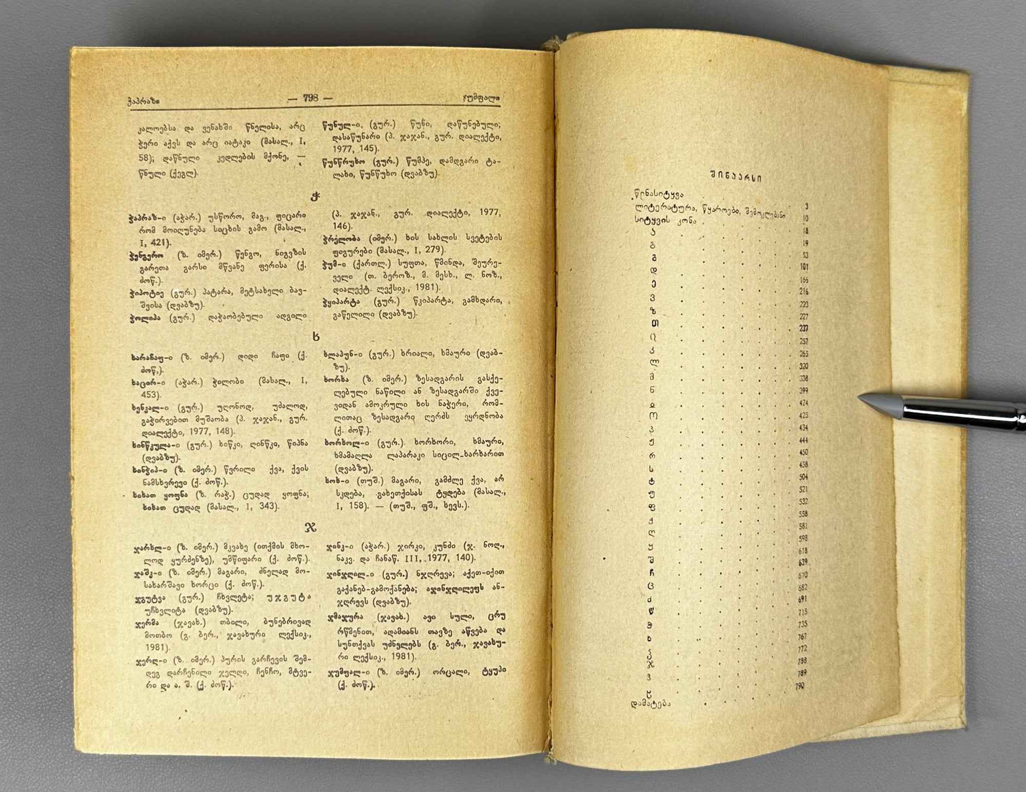 [Signed] Aleksandre Glonti. Bouquet of Words of Georgian Dialects (Kartul k'ilo-tkmata sit'q'vis kona). Second edition. 1984. In Georgian.