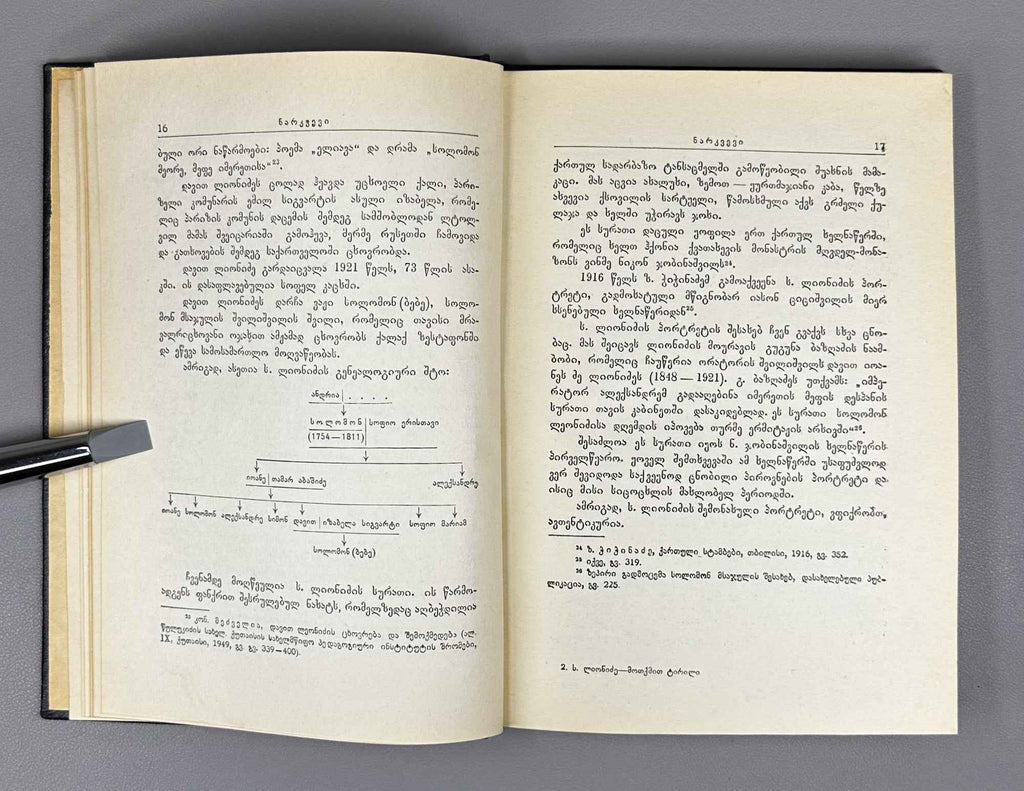 [Signed by the compiler] Lionidze Solomon. The Lament Spoken at the Funeral of King Erekle II (Sit'q'va itkmuli Erekle Meoris dak'rdzalvaze). Text established and with an introductory study by Nikoloz Kandelaki, 1957. In Georgian.
