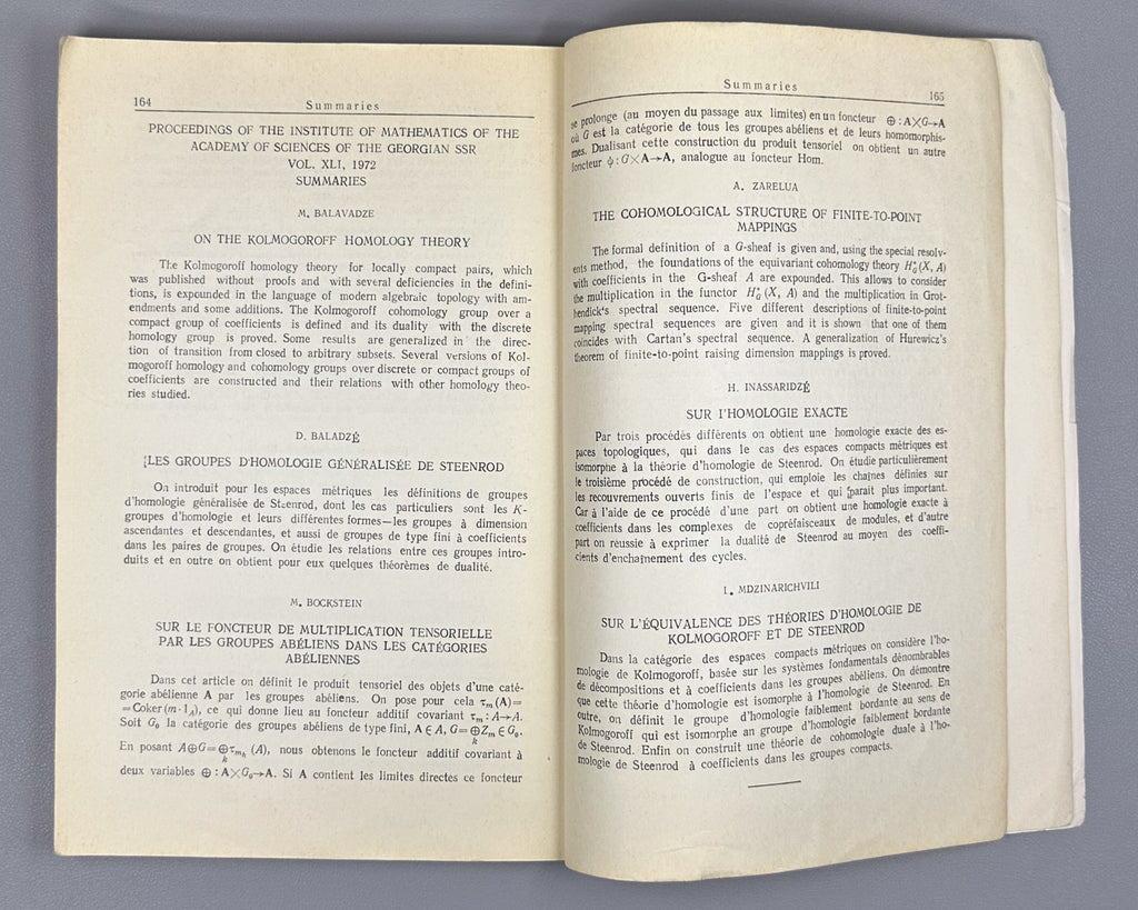 Collected Works on Homology Theory (Sbornik rabot po teorii gomologii). Tbilisi, 1972. In Russian.
