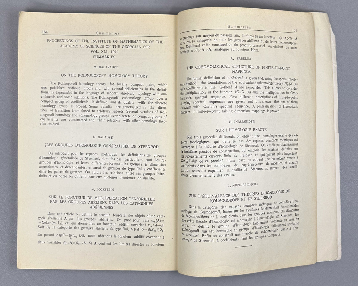 Collected Works on Homology Theory (Sbornik rabot po teorii gomologii). Tbilisi, 1972. In Russian.