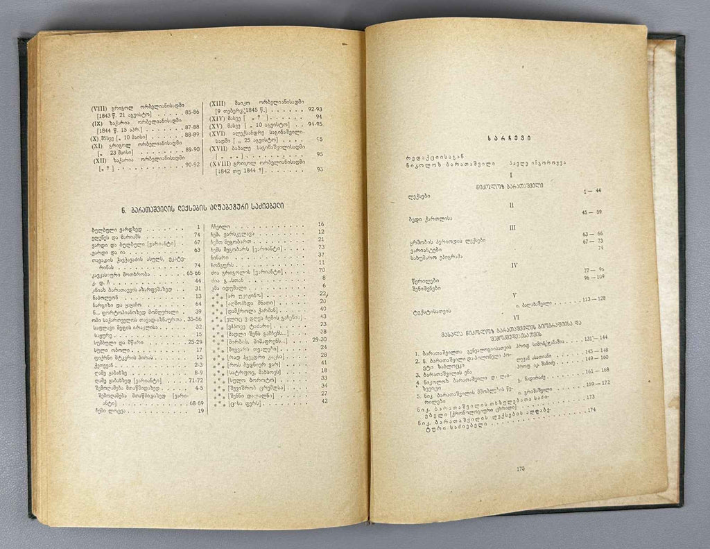 Nikoloz Baratashvili. Poems; Letters (Leksebi; P'oema; Ts'erilebi). Introductory study by Pavle Ingoroqva. Illustrated by Lado Gudiashvili. 1939. In Georgian.