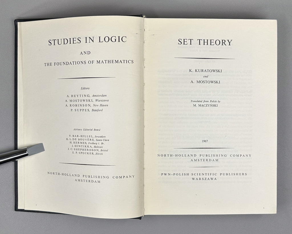 Kuratowski, K.; Mostowski, A. Set Theory. Studies in Logic and the Foundations of Mathematics, 1967. First English edition