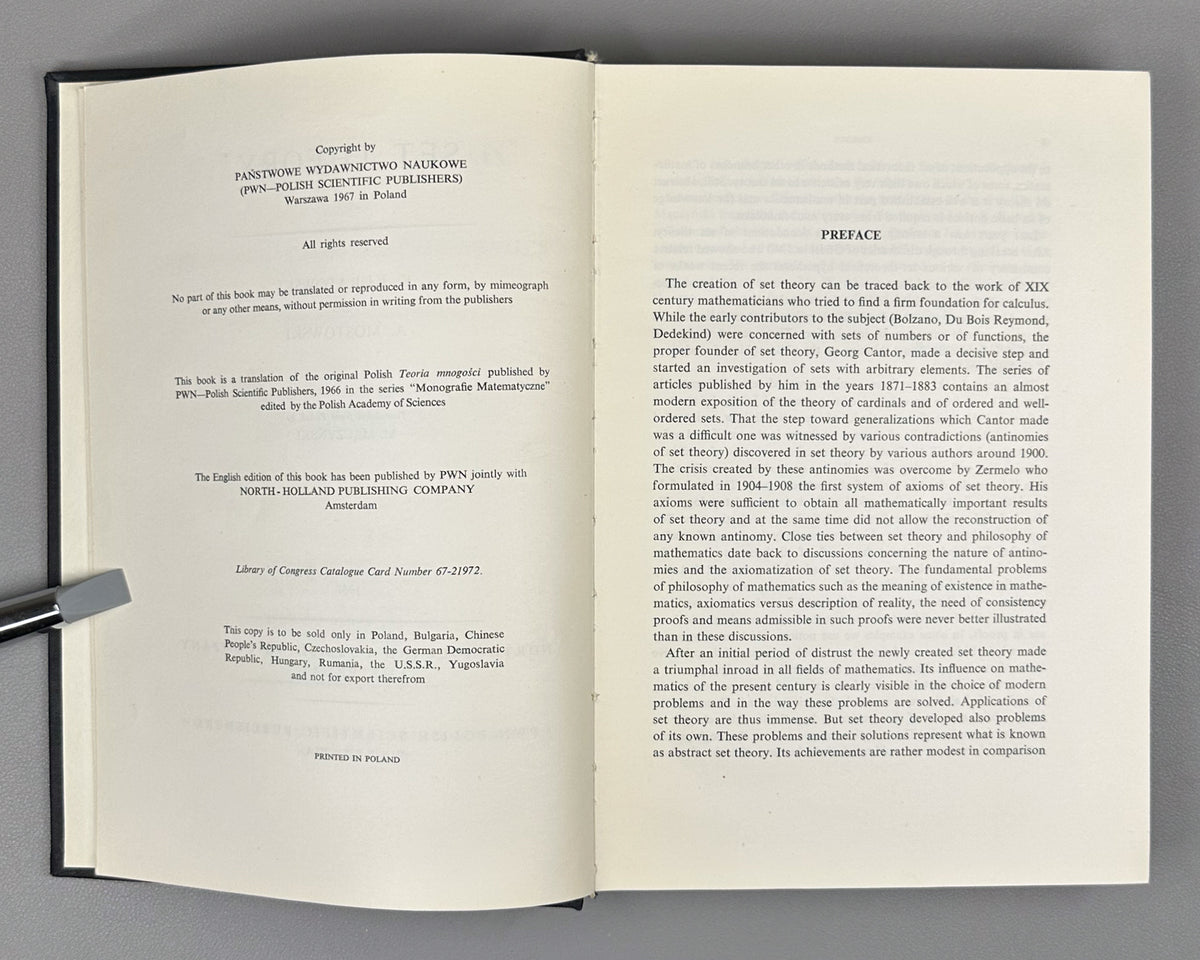 Kuratowski, K.; Mostowski, A. Set Theory. Studies in Logic and the Foundations of Mathematics, 1967. First English edition