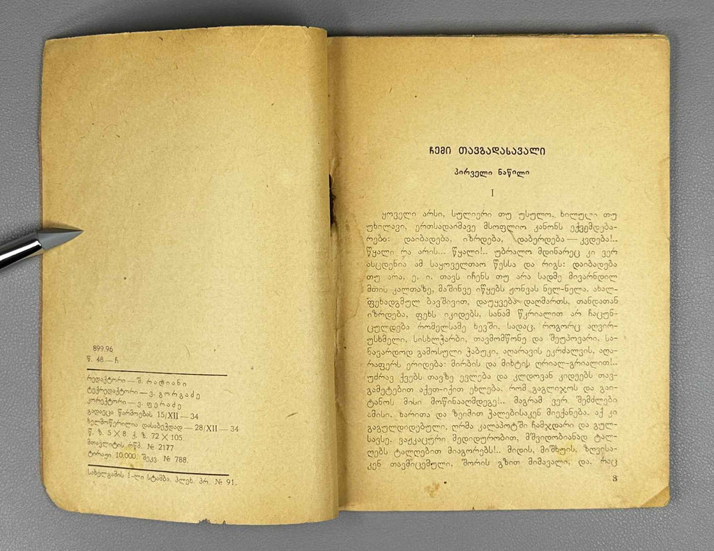 Tsereteli, Akaki. The Story of My Life (Chemi tavgadasavali). 1935. In Georgian.