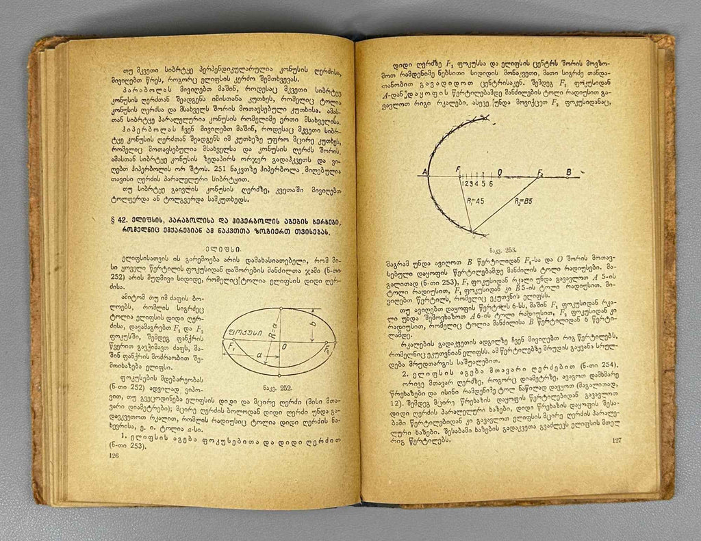 Gordon, V.O. Fundamentals of Technical Drawing: Textbook for Incomplete and Complete Secondary School (T'eknik'uri khazvis sap'udzvelbi). 1938. In Georgian.