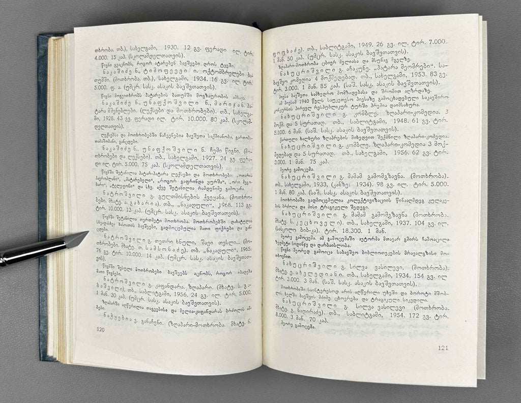 Gorgadze, I., Tomadze, M. Georgian Soviet Children's Book, 1921-1970: Annotated Bibliography (K'art'uli sabch'ota sabavshvo ts'igni). 1974. In Georgian.