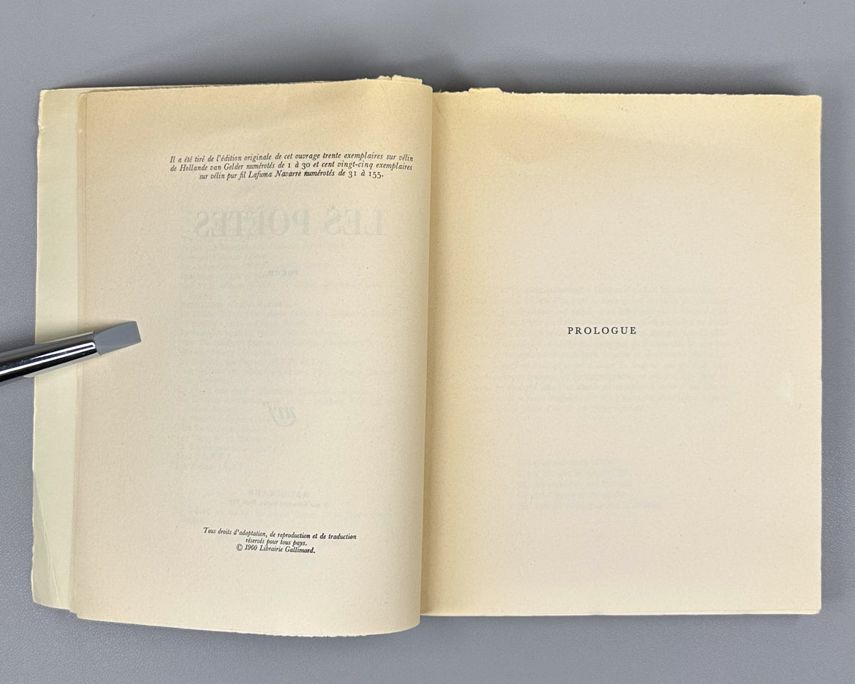 Aragon, Louis. Les Poetes. Poeme. Paris: Gallimard, 1960. Edition originale, exemplaire du tirage courant (non numerote). In French.