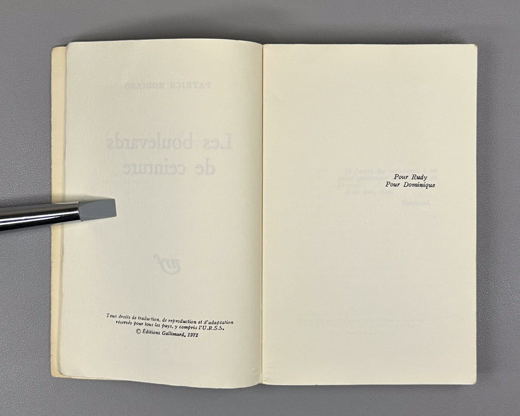 [With the original promotional band announcing the Academie francaise prize] Modiano, Patrick. Les Boulevards de ceinture. Recit. Paris: Gallimard, 1972. In French.