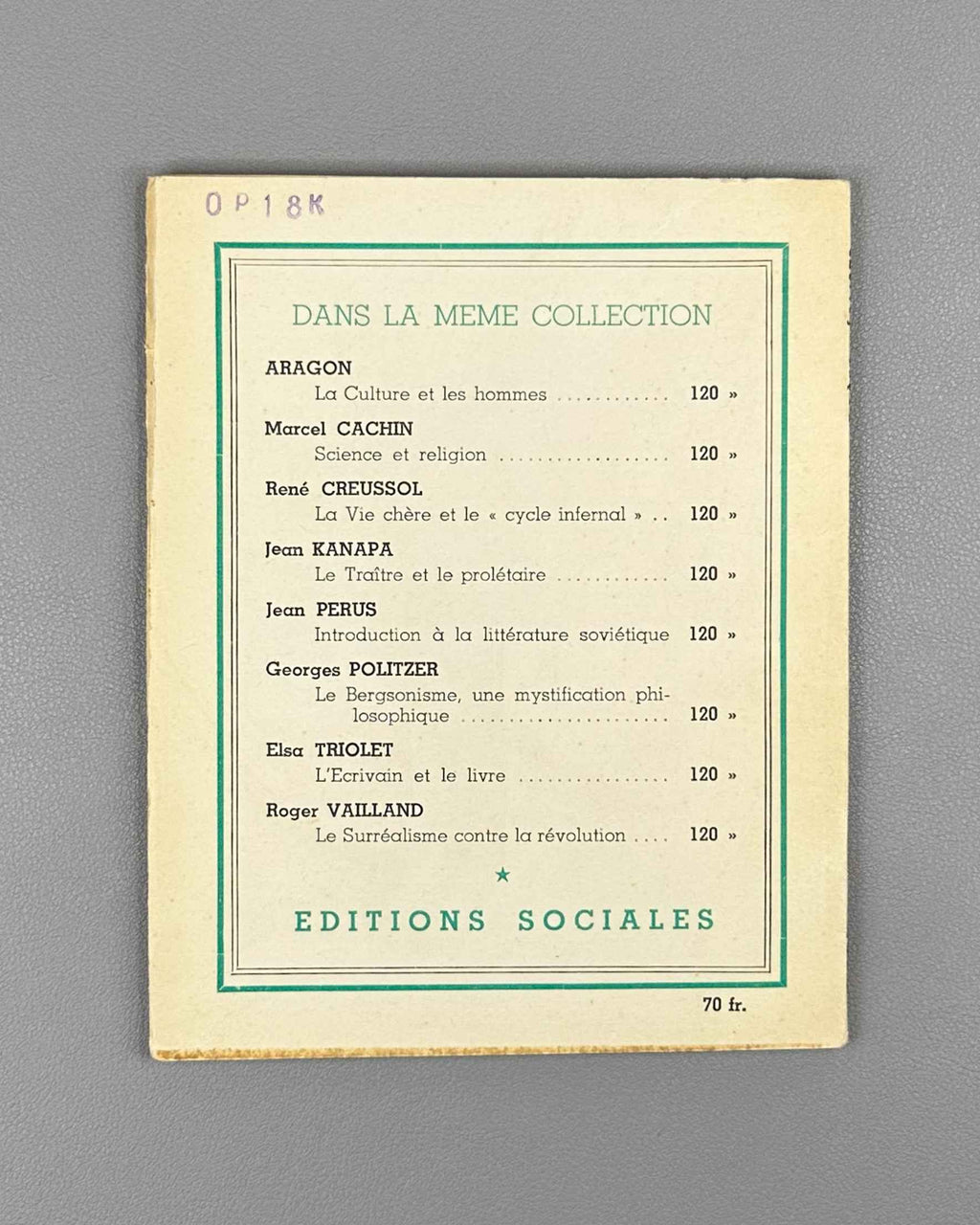 [Entirely unopened copy] Aragon, Louis. Hugo, poete realiste. Collection Problemes. Paris : Editions Sociales, 1952. In French.