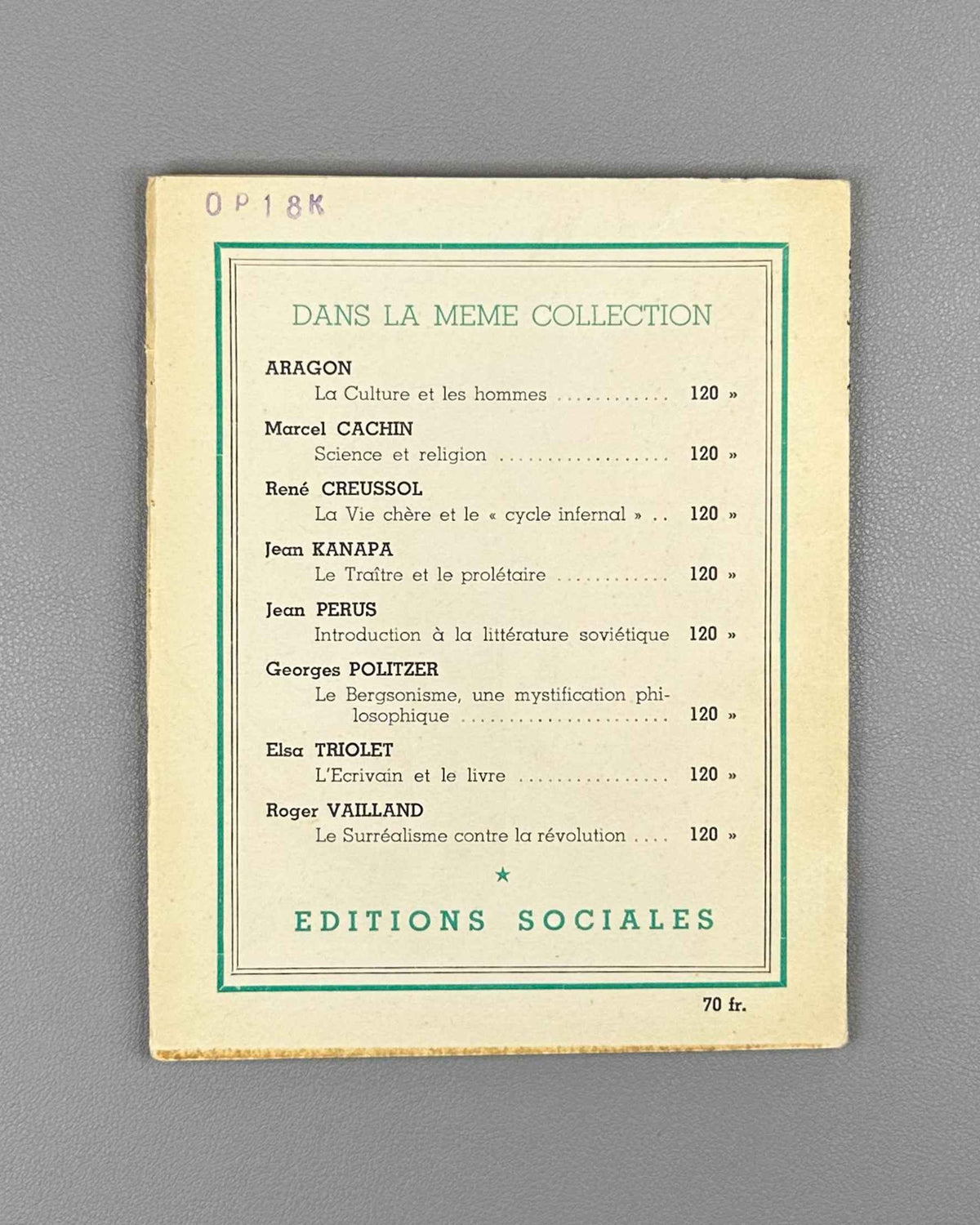[Entirely unopened copy] Aragon, Louis. Hugo, poete realiste. Collection Problemes. Paris : Editions Sociales, 1952. In French.