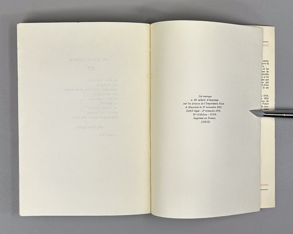 Grenier, Roger. Cine-roman. Roman. Prix Femina 1972. Paris: Gallimard (nrf), 1972. In French.