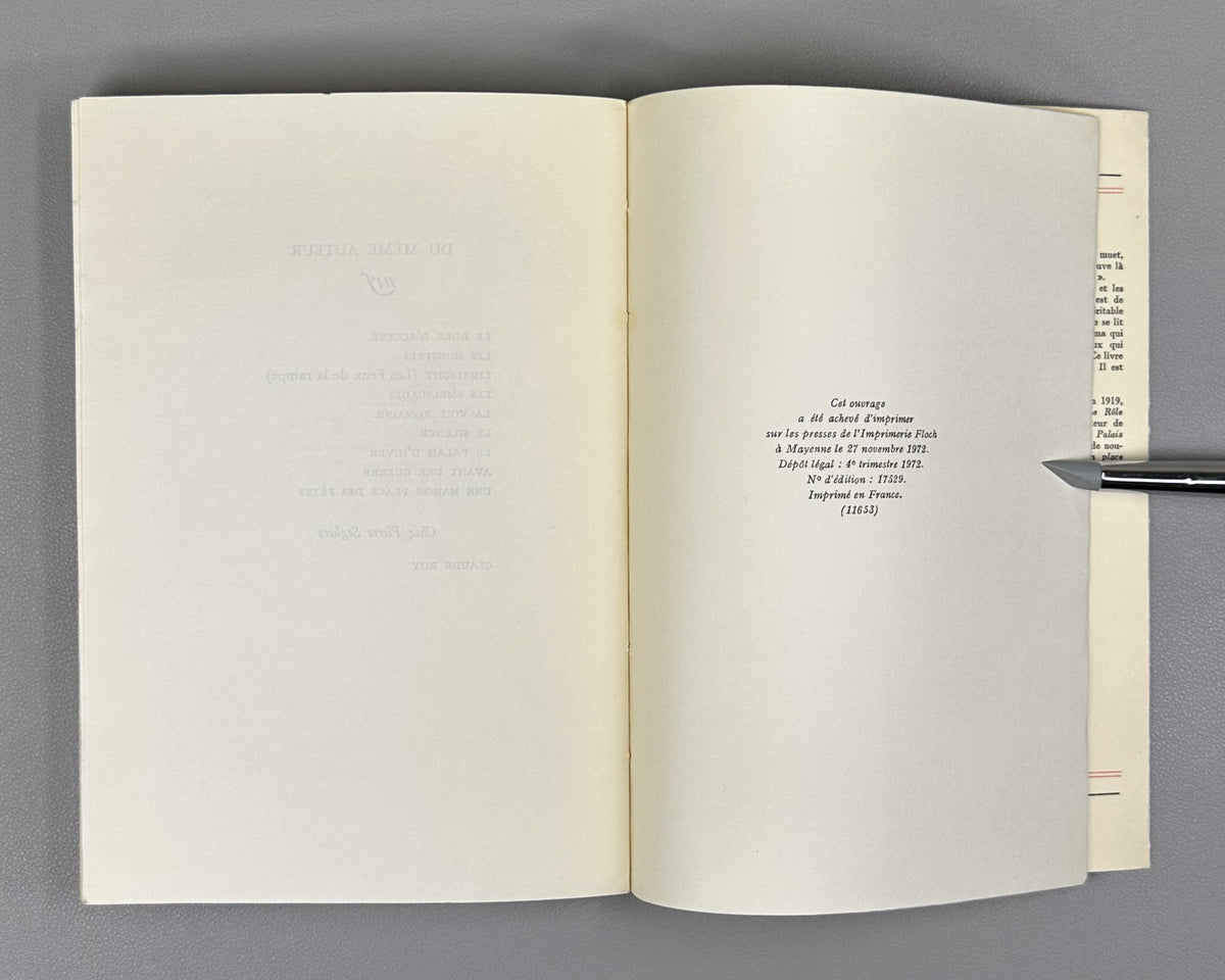 Grenier, Roger. Cine-roman. Roman. Prix Femina 1972. Paris: Gallimard (nrf), 1972. In French.
