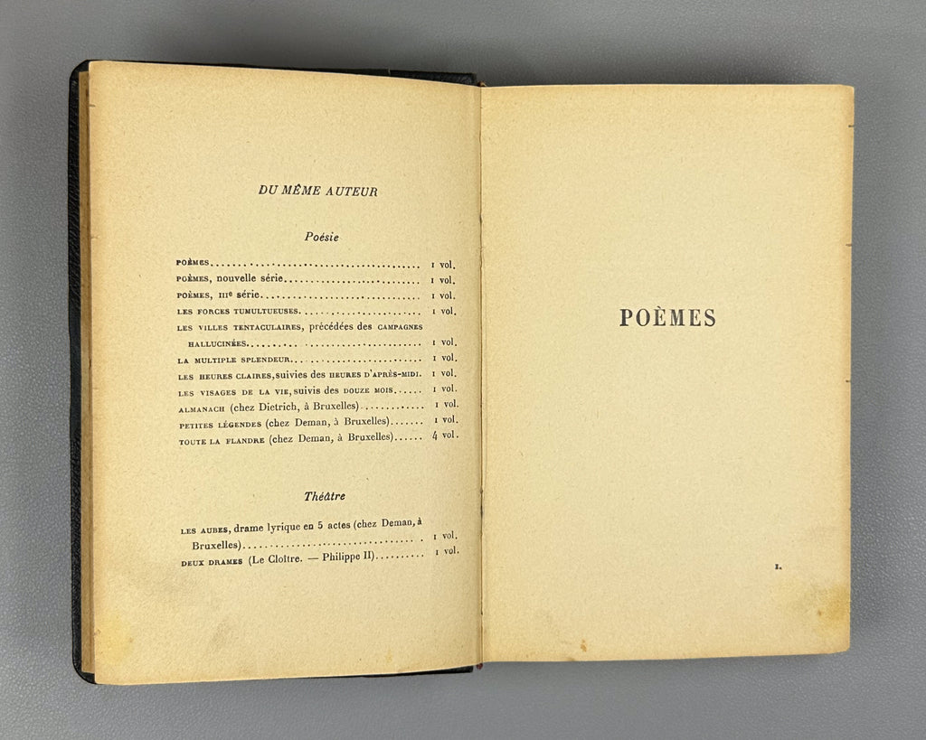 Verhaeren, Emile. Poemes (Nouvelle Serie) : Les Soirs, Les Debacles, Les Flambeaux noirs. Neuvieme edition. Paris, 1914. In French.