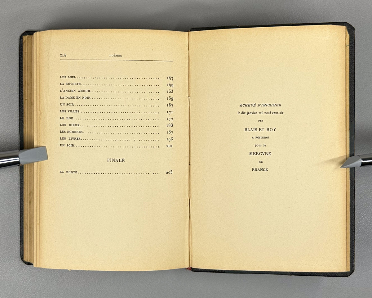 Verhaeren, Emile. Poemes (Nouvelle Serie) : Les Soirs, Les Debacles, Les Flambeaux noirs. Neuvieme edition. Paris, 1914. In French.
