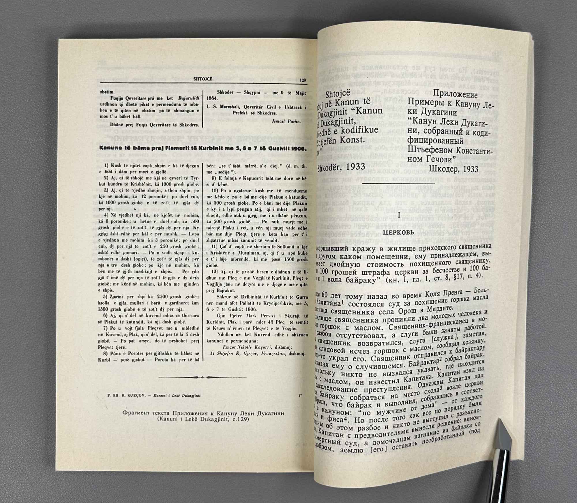 Monuments of the Customary Law of Albanians of the Ottoman Period (Pamyatniki obychnogo prava albantsev osmanskogo vremeni), compiled by Yu. V. Ivanova, 1994. In Russian.