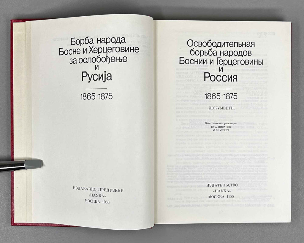 Liberation Struggle of the Peoples of Bosnia and Herzegovina and Russia, 1865-1875 (Osvoboditel'naia bor'ba narodov Bosnii i Gertsegoviny i Rossiia): Documents, 1988. In Russian.
