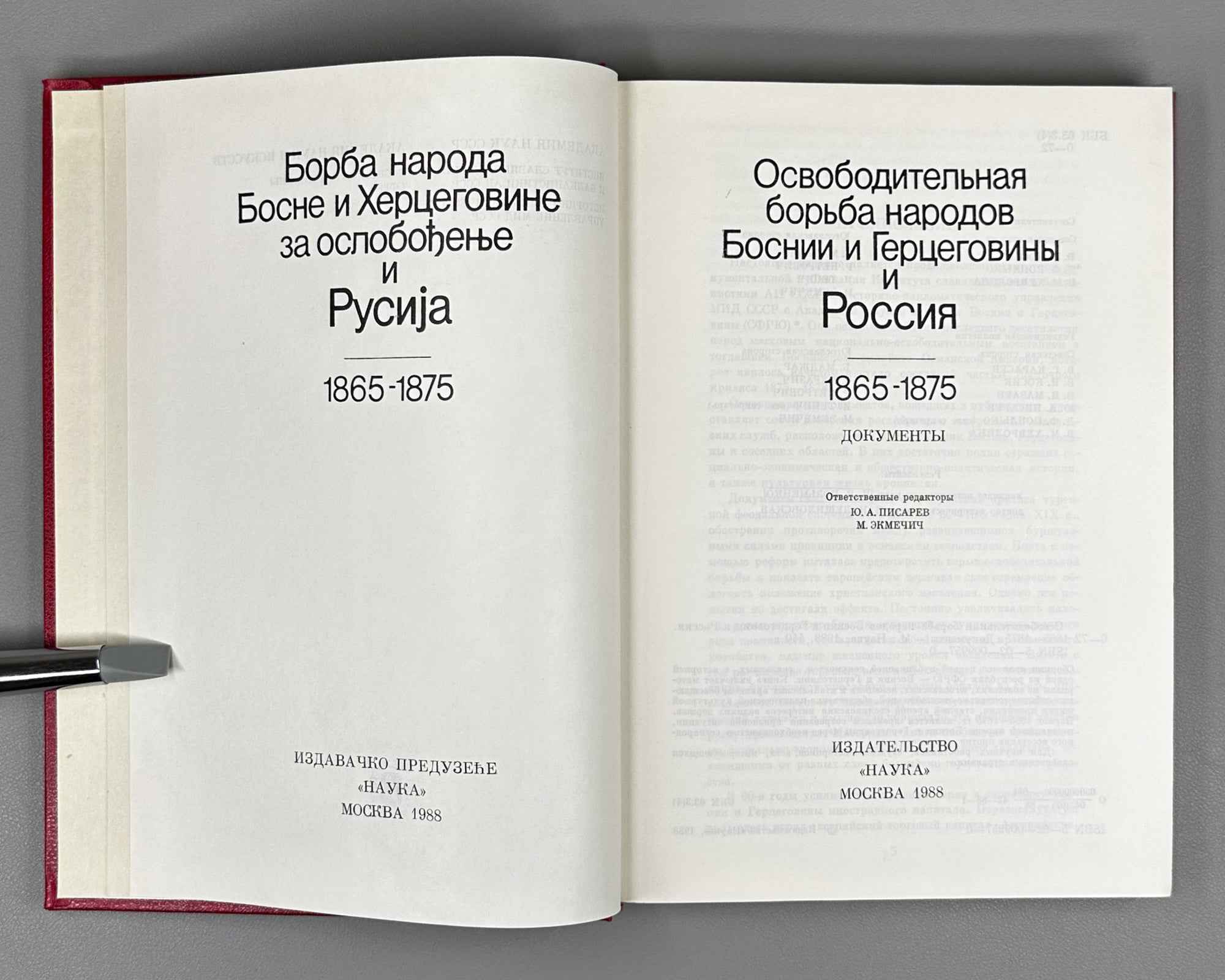 Liberation Struggle of the Peoples of Bosnia and Herzegovina and Russia, 1865-1875 (Osvoboditel'naia bor'ba narodov Bosnii i Gertsegoviny i Rossiia): Documents, 1988. In Russian.