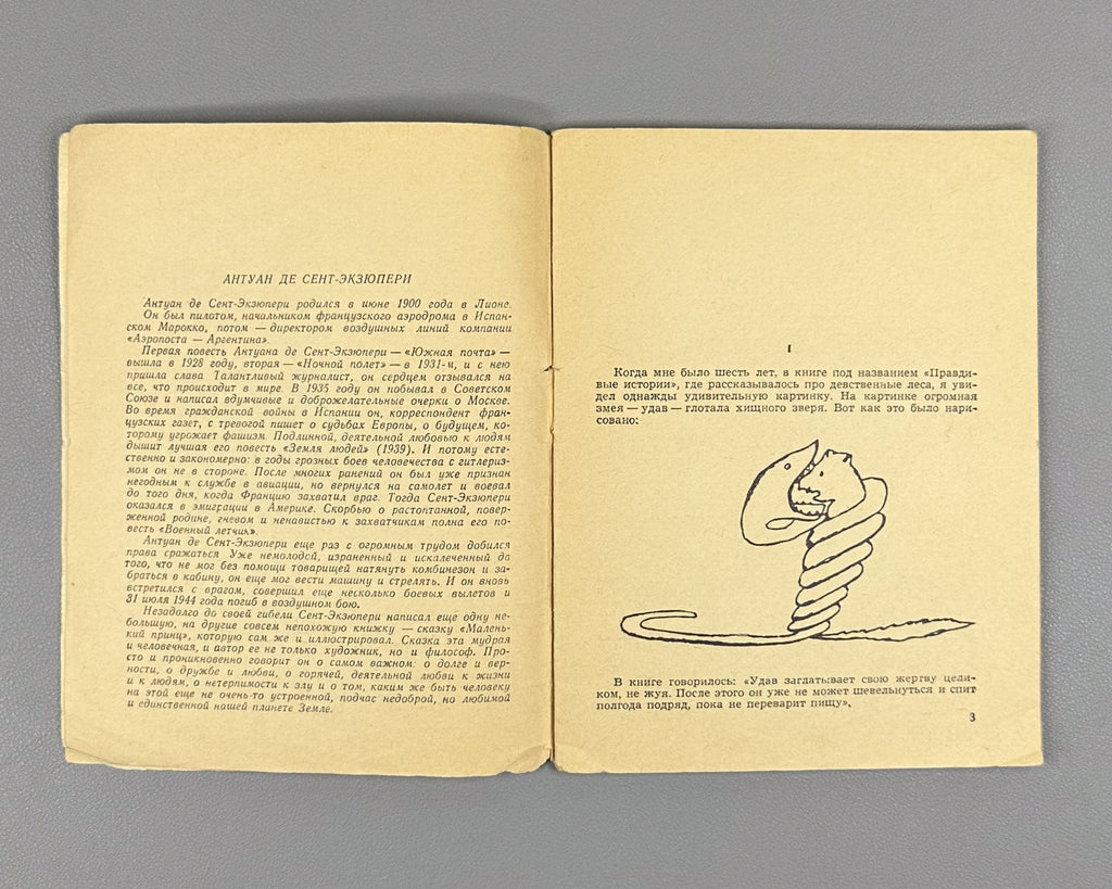Saint-Exupéry, Antoine de. The Little Prince (Malenkiy prints). A Tale / illustrated by the author ; translated by Nora Gal, 1960. First edition in Russian.
