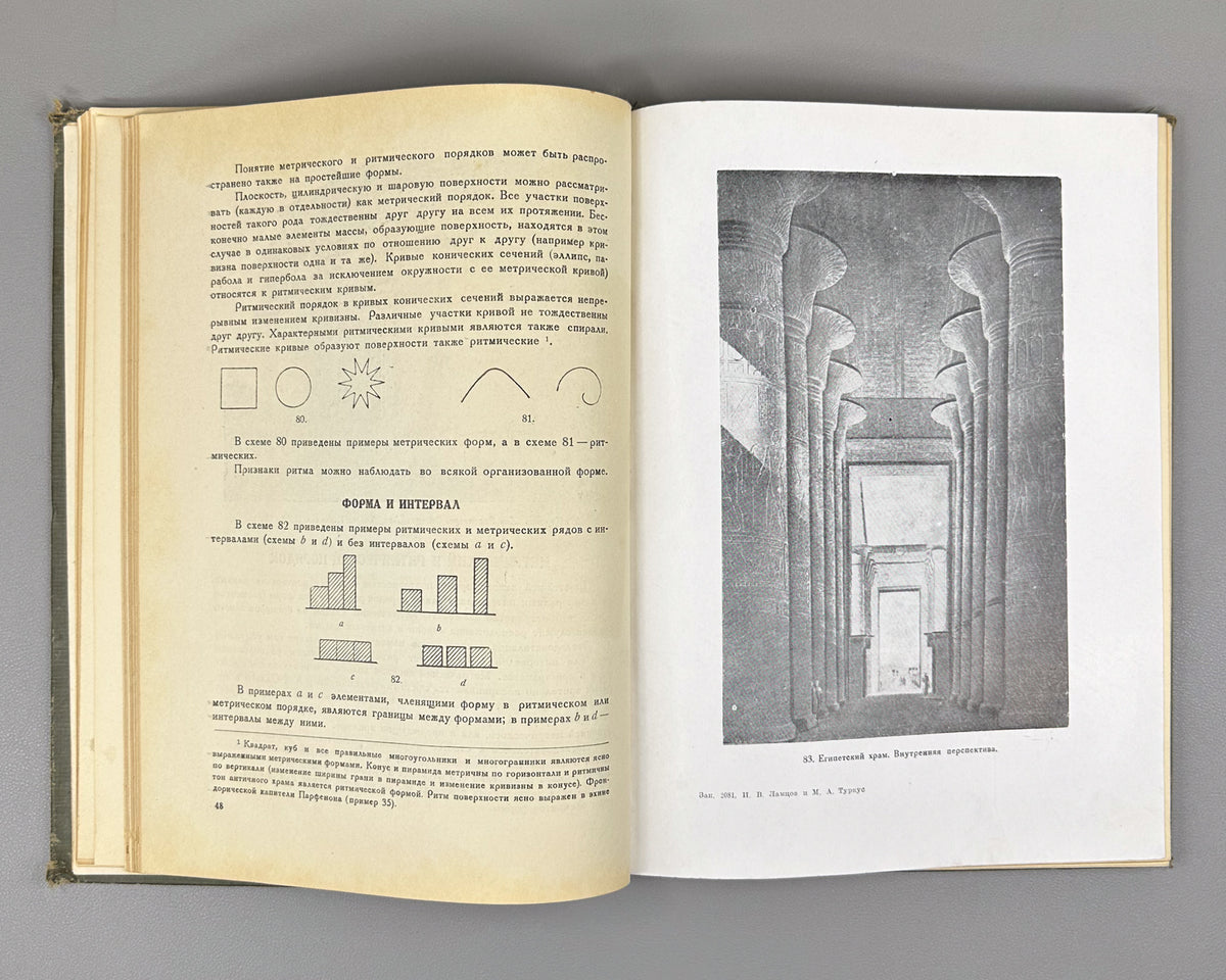 [Anti-formalism campaign: Krinsky's name removed from the title page] Lamtsov, I. V., Turkus, M. A. Elements of Architectural Composition (Elementy arkhitekturnoy kompozitsii). 1938. In Russian.
