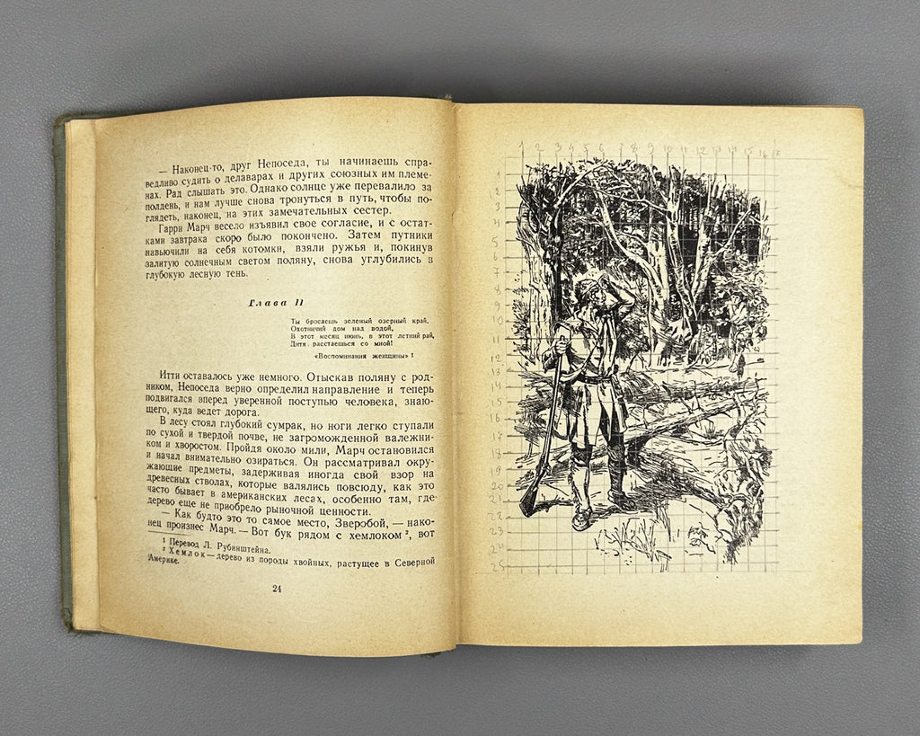 Cooper, James Fenimore. The Deerslayer, or The First War-Path (Zveroboi, ili pervaia tropa voiny). Biblioteka prikliuchenii, 1949. In Russian.