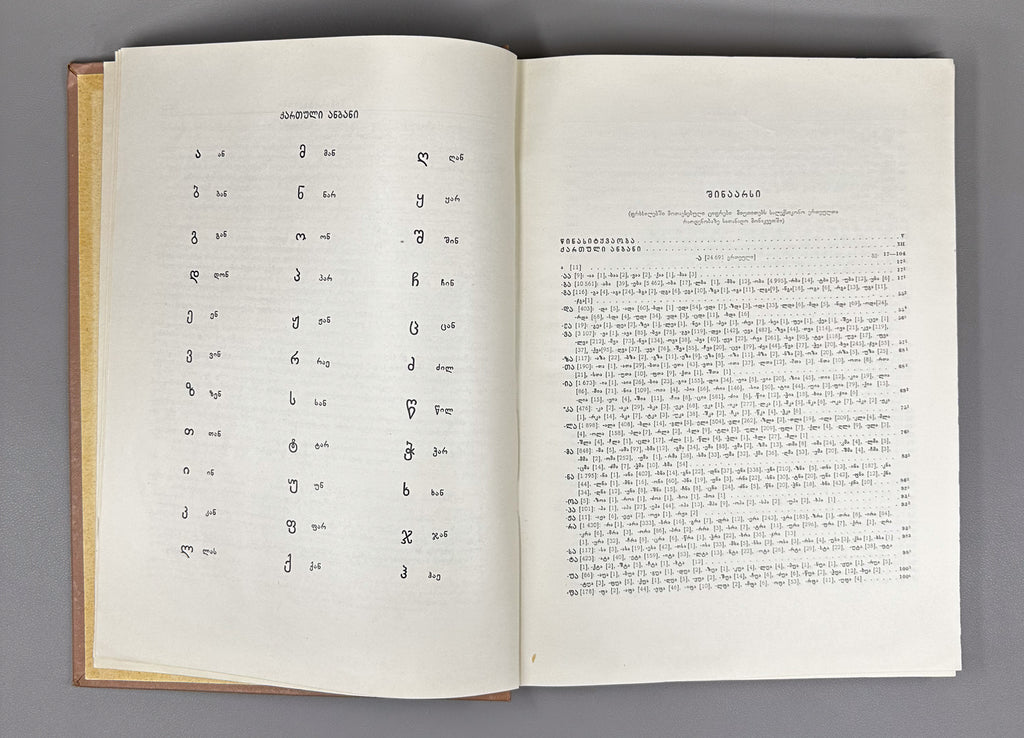 Pochkhua, B. Inversion Dictionary: Based on the Explanatory Dictionary of the Georgian Language (Inversiuli leksikoni). 1967. In Georgian.