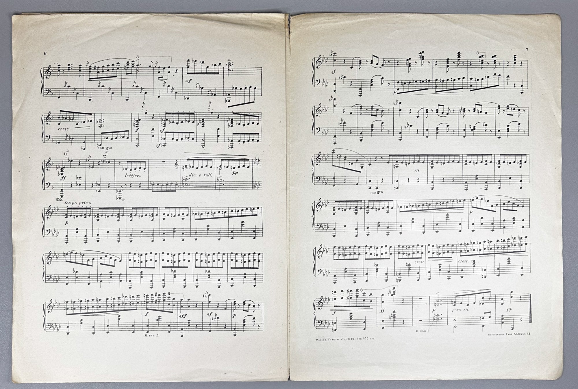 Lot of 3 Early Soviet Sheet Music: Ravel, Gluck, Leschetizky. Piano Solo. Moscow: Muzgiz / Muzsektor, 1929-1933. In Russian and French.