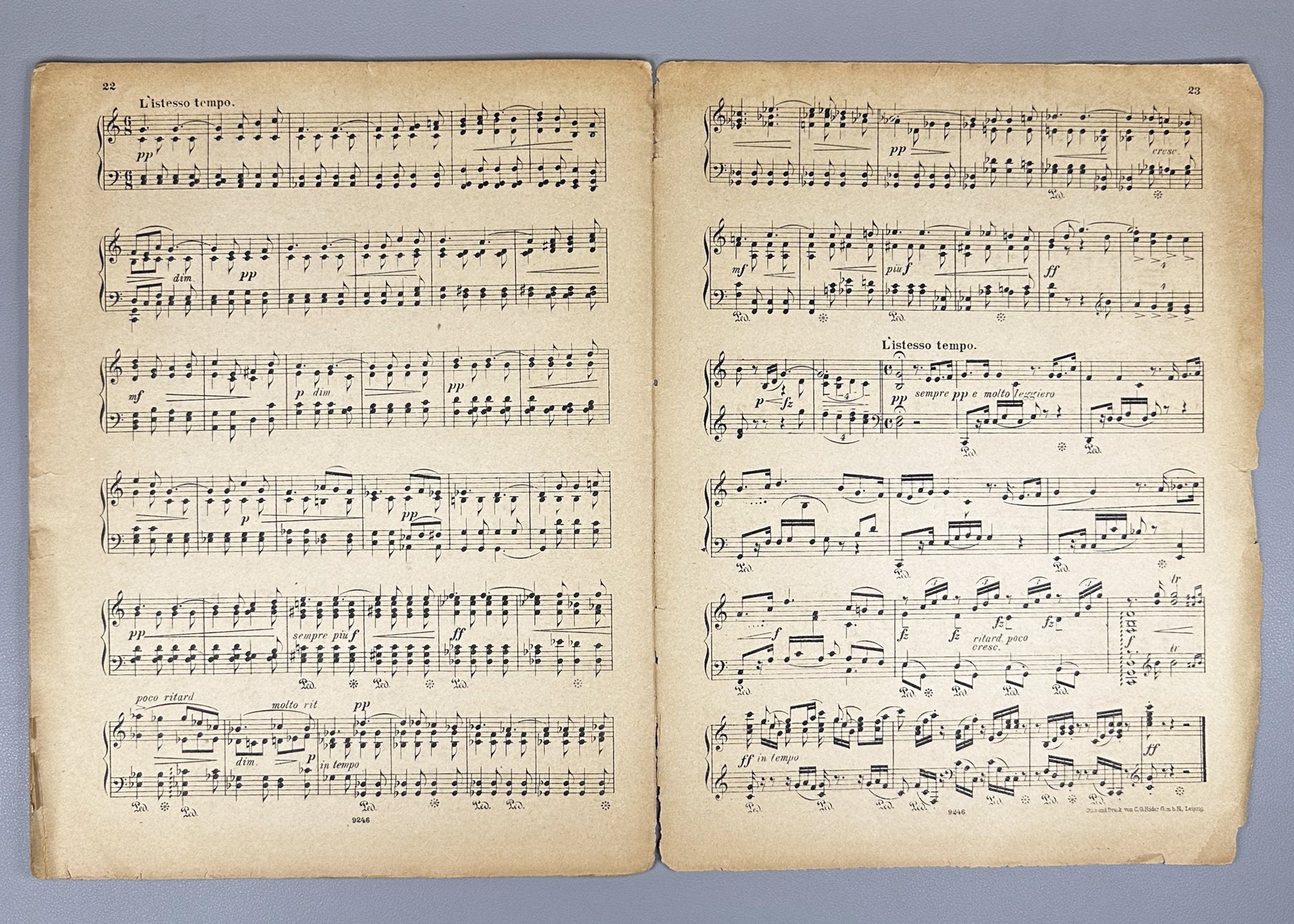 Lot of 3 Antique Sheet Music Editions: Dvořák, Liadow, Rubinstein. Piano Solo. Leipzig, Berlin, Paris, c. 1890s-1900s. In French and German.